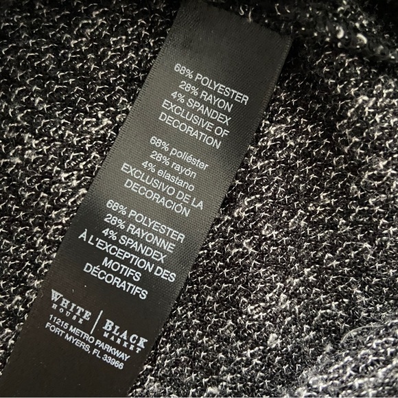 WHITE HOUSE BLACK MARKET GREY/BLACK LONG SLEEVED TEXTURED TOP WITH BLOUSE HEM, M - Picture 8 of 8